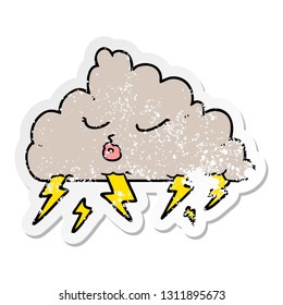 distressed sticker of a cartoon thundercloud