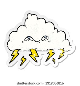 pegatina angustiada de un thundercloud de dibujos animados