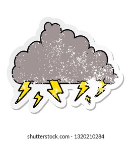 distressed sticker of a cartoon thundercloud