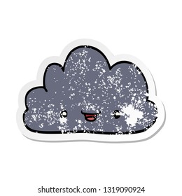 distressed sticker of a cartoon tiny happy cloud