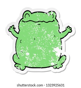 distressed sticker of a cartoon toad