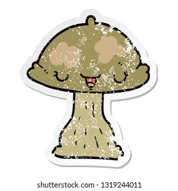distressed sticker of a cartoon toadstool