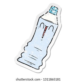 distressed sticker of a cartoon toothpaste tube
