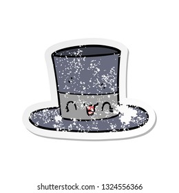 distressed sticker of a cartoon top hat