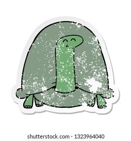 distressed sticker of a cartoon tortoise