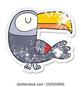 distressed sticker of a cartoon toucan