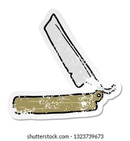 distressed sticker of a cartoon traditional razor