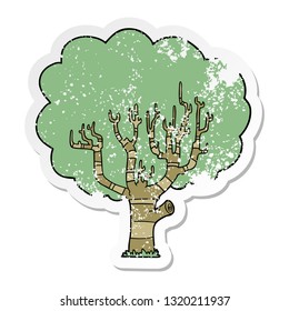distressed sticker of a cartoon tree