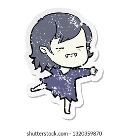 distressed sticker of a cartoon undead vampire girl dancing
