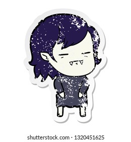 distressed sticker of a cartoon undead vampire girl