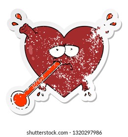 distressed sticker of a cartoon unhealthy heart