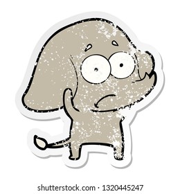 distressed sticker of a cartoon unsure elephant