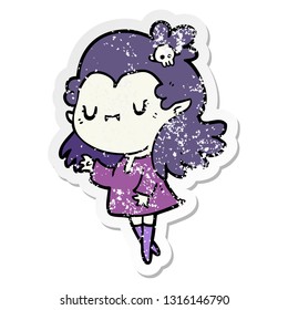 distressed sticker of a cartoon vampire