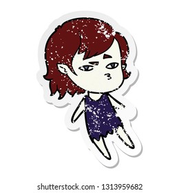 distressed sticker of a cartoon vampire girl