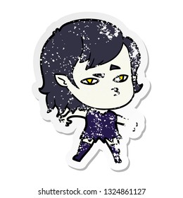 distressed sticker of a cartoon vampire girl