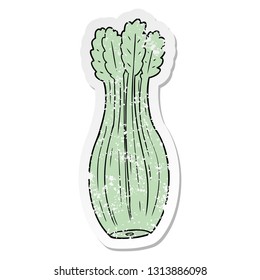 pegatina angustiada de una caricatura vegetal