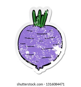 distressed sticker of a cartoon vegetable