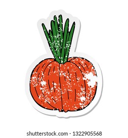 distressed sticker of a cartoon vegetable