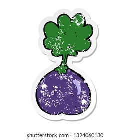 distressed sticker of a cartoon vegetable