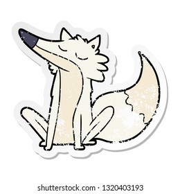 pegatina angustiada de un lobo de caricatura