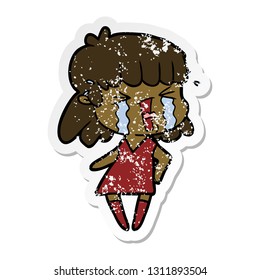 distressed sticker of a cartoon woman