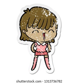 distressed sticker of a cartoon woman