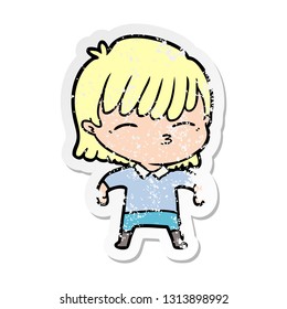 distressed sticker of a cartoon woman