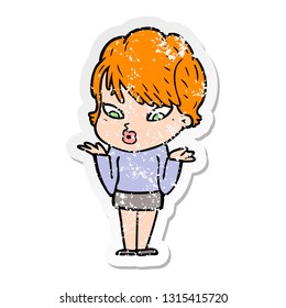distressed sticker of a cartoon woman