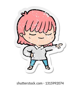 distressed sticker of a cartoon woman
