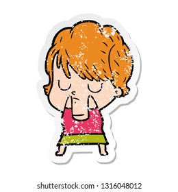 distressed sticker of a cartoon woman