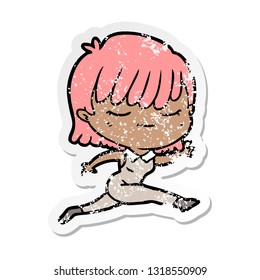 distressed sticker of a cartoon woman