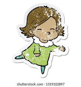 distressed sticker of a cartoon woman