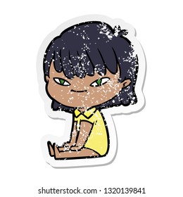 distressed sticker of a cartoon woman