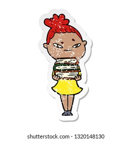 distressed sticker of a cartoon woman