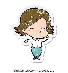 distressed sticker of a cartoon woman