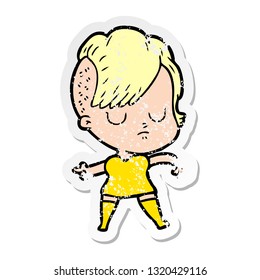 distressed sticker of a cartoon woman