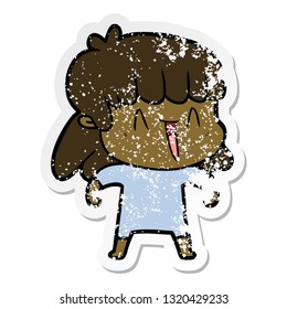 distressed sticker of a cartoon woman