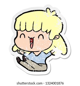 distressed sticker of a cartoon woman