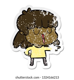 distressed sticker of a cartoon woman