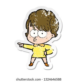 distressed sticker of a cartoon woman
