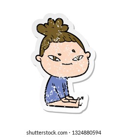distressed sticker of a cartoon woman