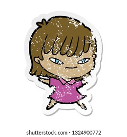 distressed sticker of a cartoon woman