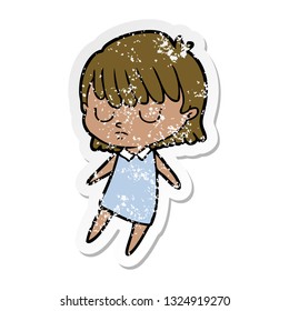 distressed sticker of a cartoon woman
