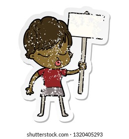 adesivo angustiado de uma mulher de desenho animado com os olhos fechados