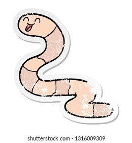 distressed sticker of a cartoon worm