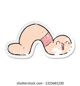 pegatina angustiada de un gusano de dibujos animados