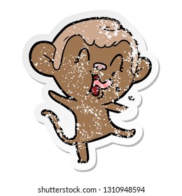pegatina angustiada de un mono de caricatura loco