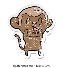 pegatina angustiada de un mono de caricatura loco