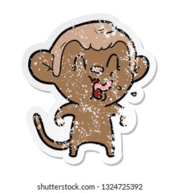 pegatina angustiada de un mono de caricatura loco