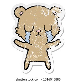 pegatina angustiada de un oso caricaturista llorando